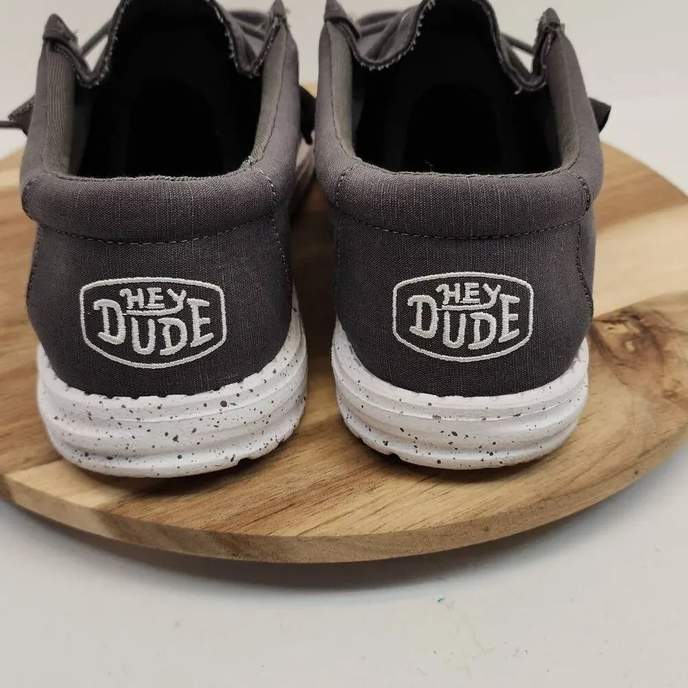 Hey Dude Wally SLUB Canvas Gray Mens Shoes Size 11 - Picture 5 of 11